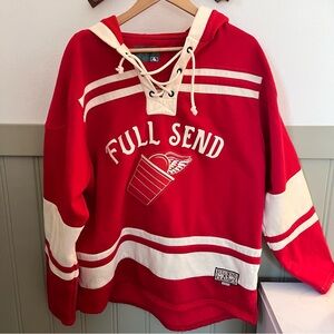 Full Send Rare Red Cup Mens Hockey Pullover Red Sweatshirt Size L